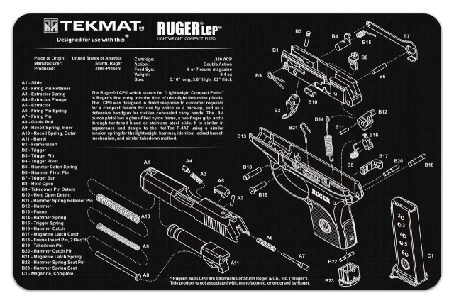 TekMat Gun Cleaning Mat 11x17 Ruger LCP - View 2