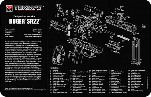 TekMat TEKR17RUGERSR22 Ruger SR22 Cleaning Mat 11"x17" - View 2