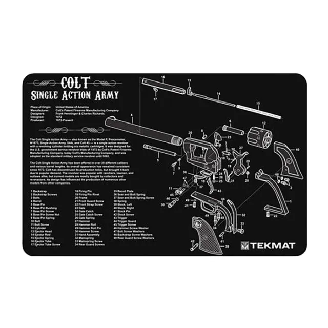 TekMat TEKR17SAA Cleaning Mat Black/White Rubber 11"x17" Colt Revolver Army Parts Diagram - View 2