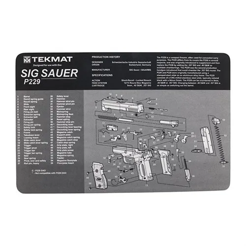 TekMat TEKR17SIGP229 Sig Sauer P229 Cleaning Mat Black/White Rubber 11"x17" Sig P229 Parts Diagram - View 2