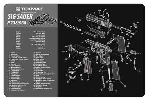 TekMat TEKR17SIGP238 Cleaning Mat 11" x 17" Sig P238 Diagram - View 2