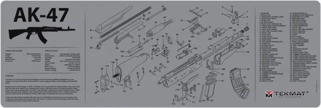 TekMat TEKR36AK47GY AK-47 Cleaning Mat 12in x 36in Grey 1/8in Thick - View 2