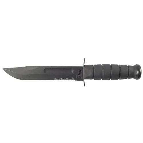 Ka-Bar 1214 Fighting/Utility 7" Fixed Clip Point Serrated Black 1095 Cro-Van Blade Black Kraton G Handle Includes Sheath - View 3