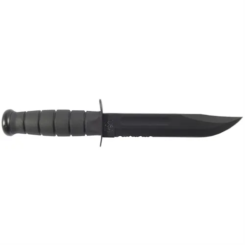 Ka-Bar 1214 Fighting/Utility 7" Fixed Clip Point Serrated Black 1095 Cro-Van Blade Black Kraton G Handle Includes Sheath - View 4