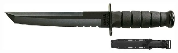 Ka-Bar 1245 Tanto 8 In Part Serrated 1095 Cro-Van Black Kraton - View 2