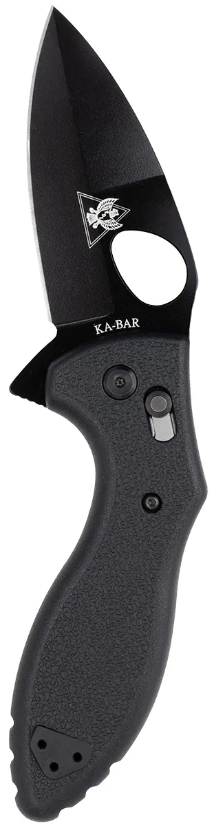 KABAR TDI Flipper Knife - 3" Plain Edge Blade, AUS8A Steel, Black 2490 - View 2