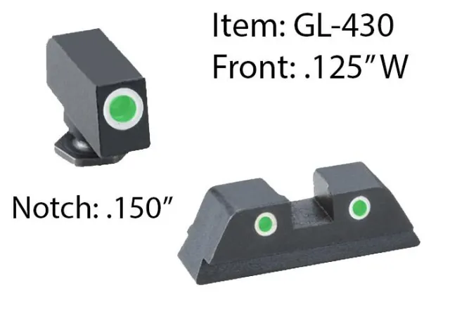 AmeriGlo For Glock Classic Style 3 Dot Grn Trit Whit Outlin FrntRear Sghts - View 2