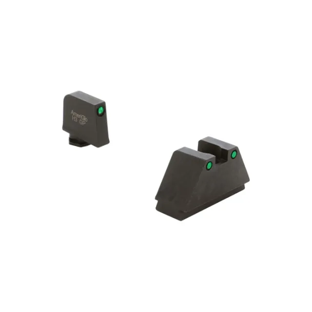 AmeriGlo GL815 Optic Sight Set Glock 3XL Tall Green Tritium Black Outline - View 3