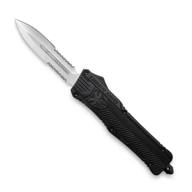 CobraTec LBCTK-1LDAG2SS 3.9" Dagger OTF D2 Steel Black Serrated Blade - View 2