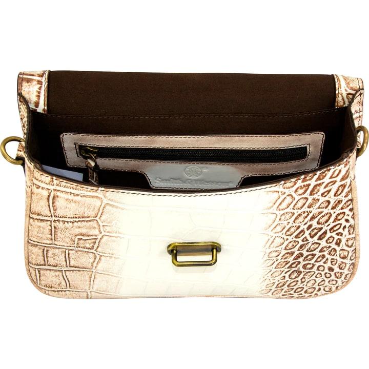 Cameleon 49643 S&W Croc Crossbody Handbag, Beige/Brown, Genuine Leather - View 2