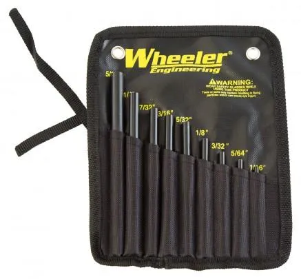 Wheeler 710910 Roll Pin Punch Set 9-Piece Steel Knurled Handle Black/Yellow - View 2
