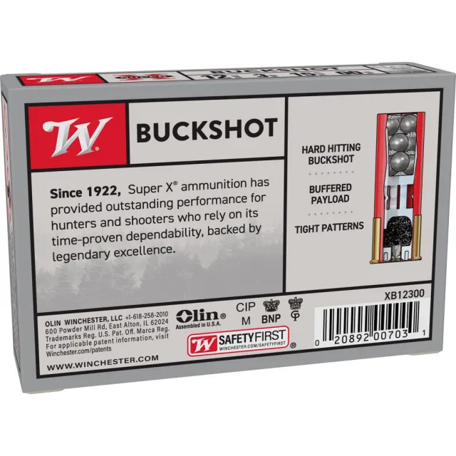 Winchester Super X 12 Gauge 3 in 00 Buck 15 Pellets 1210 fps - View 2