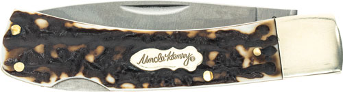 Uncle Henry Next Gen Staglon Bruin Knife: 2.8" 7cr17mov HC Stainless Steel Blade, Lightweight 2.6oz, 6.5" Open Length, Staglon Bone Handle - View 2