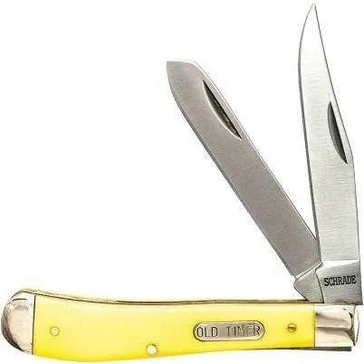Old Timer 1180011 Gunstock Trapper 3" Stainless Steel Blade Yellow Handle - View 2