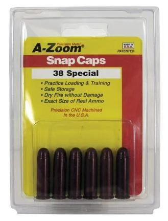A-Zoom 16118 Aluminum Revolver Training Snap Caps, 38 Special Caliber, Durable, 6-Pack - View 2