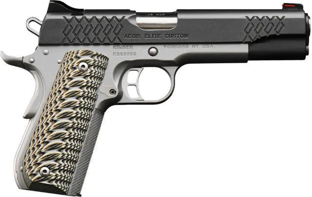 Kimber Aegis Elite Custom 9mm: Distinctive AEX Slide Serrations, Bright Fiber Optic Sights, G-10 Grips - View 2
