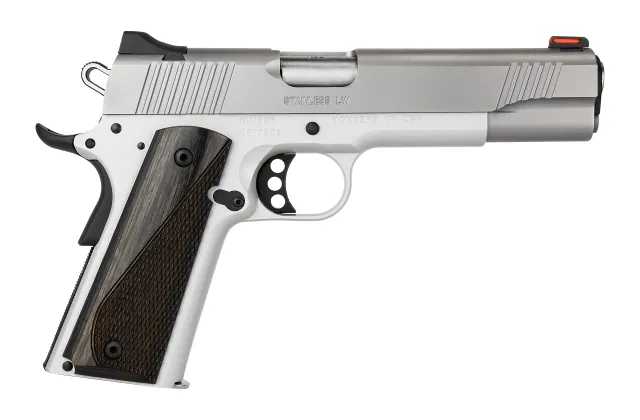 Kimber Stainless LW .45ACP 5" Artic Pistol: 8RD, Red Fiber Optic, Gray Laminate Grip - View 2