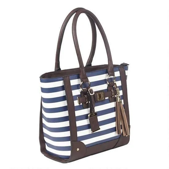 Bulldog BDP-050 Tote Purse W/Holster Leather Navy Stripe - View 2