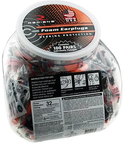 Radians FP8000RD/100 Orange Tapered Foam Ear Plugs 32 dB 100 Count - View 2