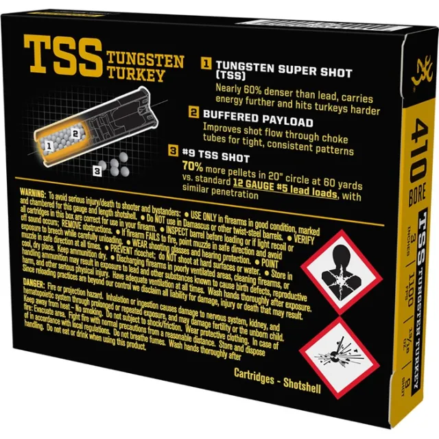 Browning TSS Turkey 410 Gauge 3" 13/16 oz 9 Shot, Tungsten Super Shot 1100 fps Ammo - View 3