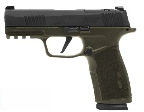 Sig Sauer 365XCA-9-BXR3-FS P365 XMacro Fortunate Son 9mm Luger 17+1 3.70" Black DLC Barrel, Black Nitron Stainless Steel Optic Ready/Serrated Slide, OD Green Cerakote Stainless Steel Frame w/Beavertai - View 2