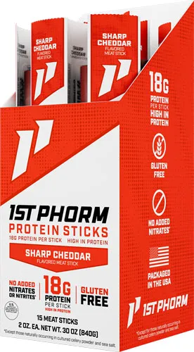 1ST PHORM Protein Beef Sticks Sharp Cheddar Survival Gear - View 2