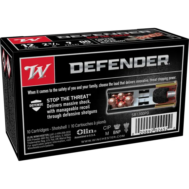 Winchester SB1200PD 12 Gauge 2.75 in 9 Pellets Copper Plated 00 Buck Shot - View 2