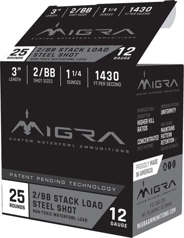 Migra Ammunitions M12S2BB 12 Gauge 3 in 1 1/4 oz 2/BB Shot 25 Rounds - View 2