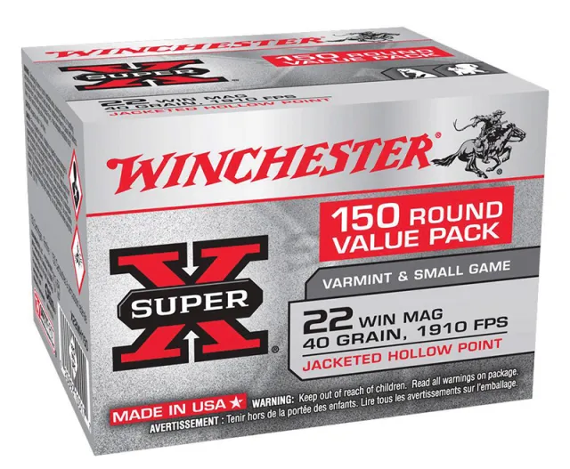Winchester X22MH150 Super X 22 WMR 40 gr Jacketed Hollow Point Ammo 150 Bx/10 Cs - View 2