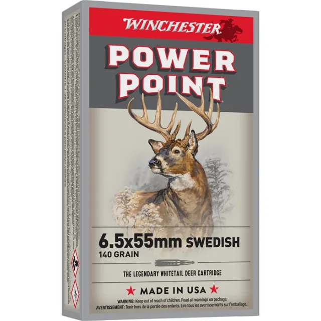 Winchester 6.5x55 Swedish 140gr Power Point Ammo 20 Rnd Box - View 2