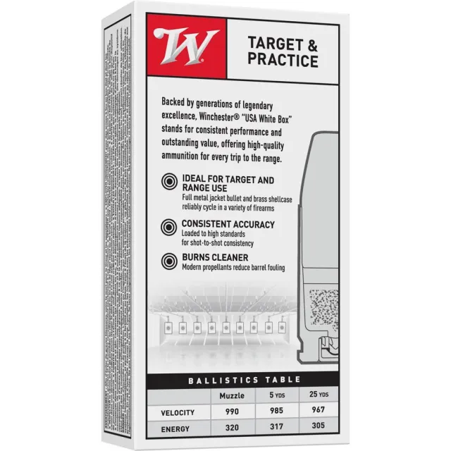Winchester Ammo USA9MM1 Target 9mm Luger 147 gr Full Metal Jacket Flat Nose (FMJFN) 50 Rounds - View 2