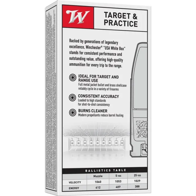 Winchester Ammo USA40SW Target 40 S&W 165 gr FMJFN 50 Per Box/ 10 Cs - View 2
