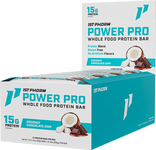 1st Phorm Whole Food Power Pro Bar Coconut Choc Chip 15-Count - View 2
