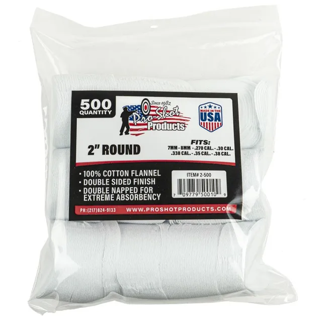 Pro-Shot 2-500 Cotton Flannel Cleaning Patches .270-.38 Caliber 500 Count - View 2