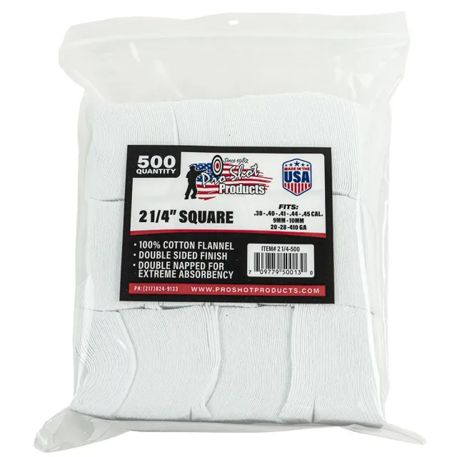 Pro-Shot 21/4-500 Cleaning Patches, 2.25", .38-.45 Cal, 500 Count - View 2