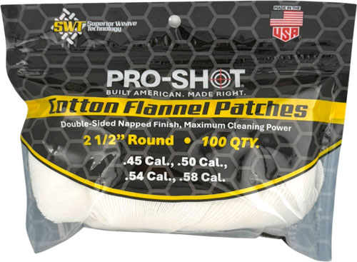 Pro-Shot Cotton Flannel Patches 2.5" Round .45-.58 Caliber Black Powder - 100 Pack - View 2