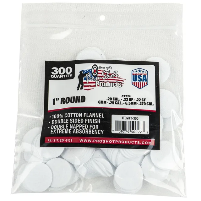 Pro-Shot 1 Round 100% Cotton Patches 300/ct - View 2