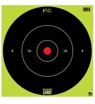 Pro-Shot 12BGREENTG12PK SplatterShot 12" Bullseye Hanging Heavy Paper Black/Red Impact Enhancement Yes White 12 PK - View 2