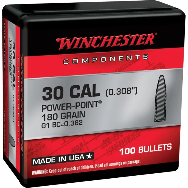 Winchester .308 180 gr Power-Point Bullets - Reloading Ammo - View 2