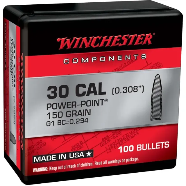 Winchester WB30PP150X .30 Caliber 150 Grain JSP Projectiles 100 Count - View 2