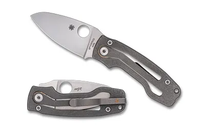 Spyderco C269TIP PITS 2 SLIPIT 2.74" M398 Satin Blade Titanium Handle - View 2