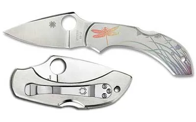 Spyderco Dragonfly Tattoo Stainless Steel Plainedge knive C28PT - View 2