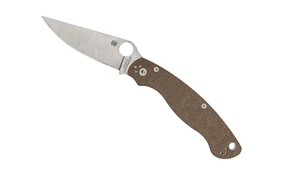 Spyderco C36MPCW2 Military 2 Brown Canvas Micarta CPM CRU-WEAR Knife - View 2