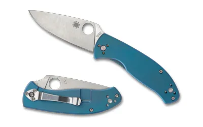 Spyderco C122TIBLP Tenacious Blue 8Cr13MoV Stainless Blade Knife - View 2