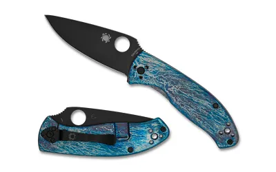 Spyderco C122TIBLBKD2P Tenacious Blue Titanium D2 Knife - View 2