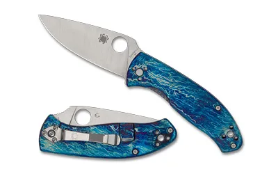 Spyderco C122TIBLD2P Tenacious Blue Titanium D2 Knife - View 2