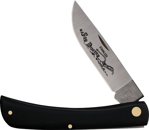Case Sod Buster Folding Knife 3.7" Plain Skinner Blade Jet Black Handle - View 2