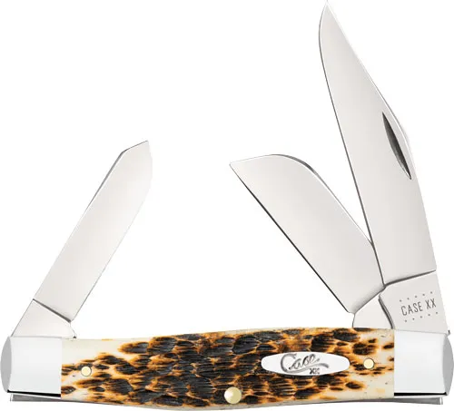 Case Cutlery Large Stockman 3BLD 4 1/4" Amber Bone Knife - View 2