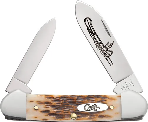 Case Cutlery Canoe 2BLD 3 5/8" Amber Bone Knife - View 2