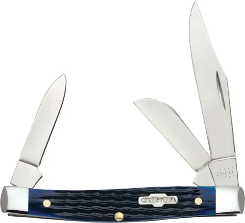 Case Medium Stockman Folding Knife 3 Blades 3.625 in Blue Bone - View 2